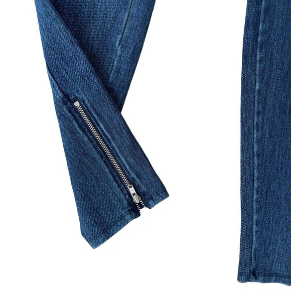 🌟 Lysse SZ S High Waisted Blue Denim Leggings Zip Hem Stretch Skinny Jeggings - Picture 2 of 8